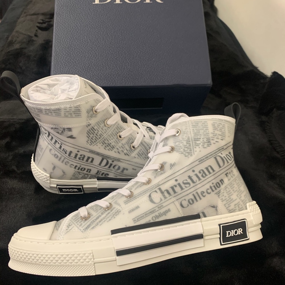 Dior B23 Hi Sneakers Daniel Asham Newspaper 43